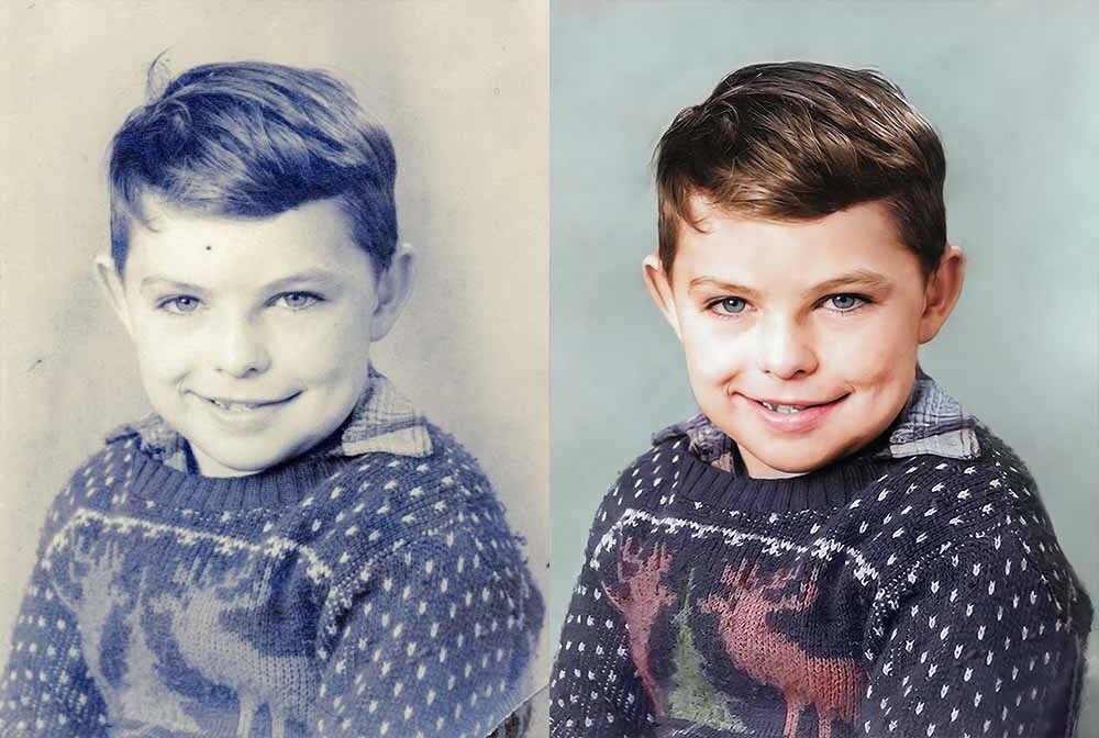 childhood photo restoration example