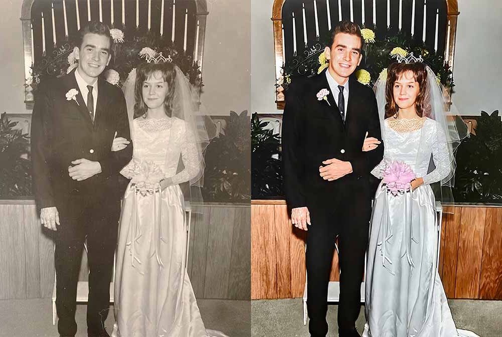 photo restoration wedding old example