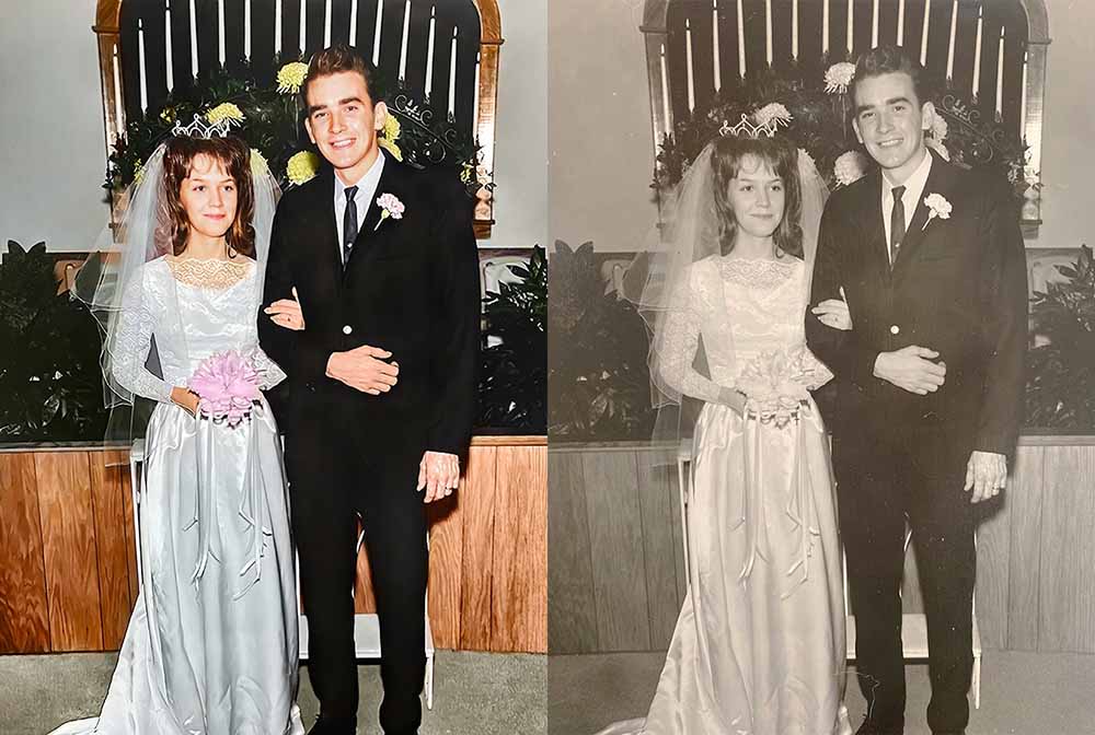 photo restoration wedding old example