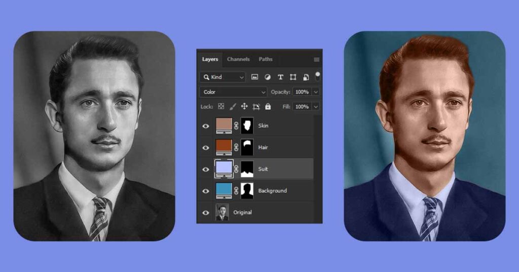 Why Using Flat Color Adjustment Layers for Photo Colorization