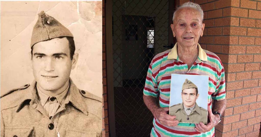 Man Holds Restored Photo of His Father